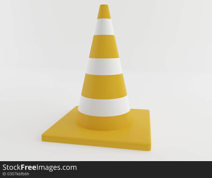 Police yellow cone on white background. Police yellow cone on white background