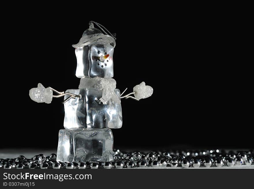 Holiday Snowman decoration made of Ice