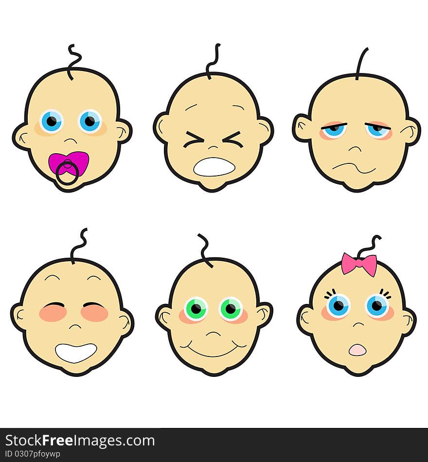 vector set of baby face illustration vector