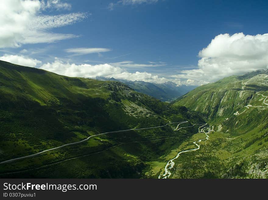 Green valley with river