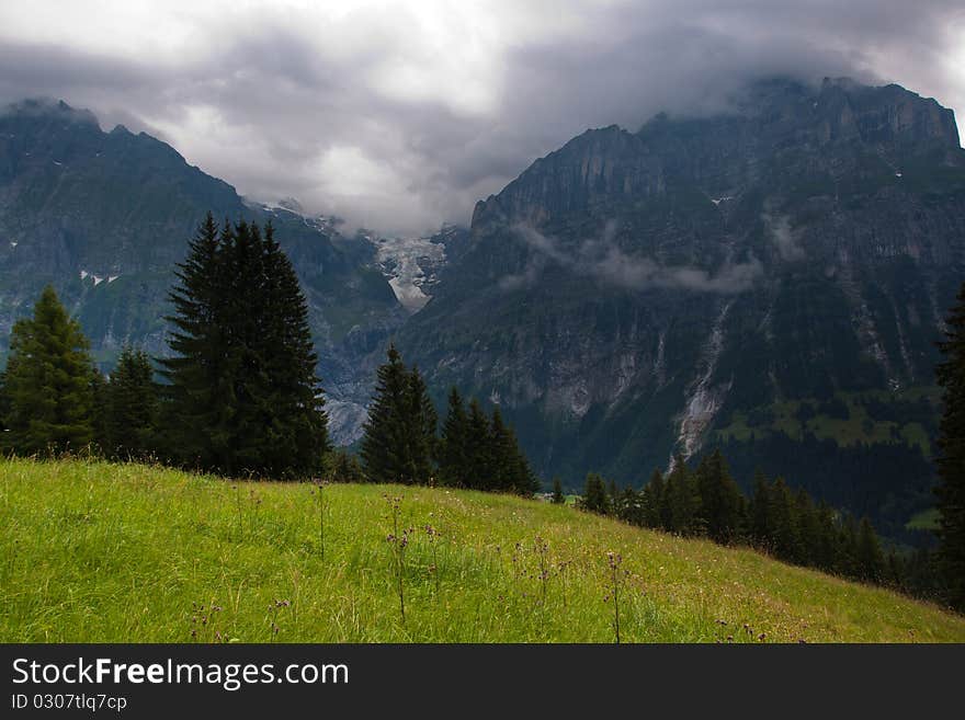 View from the FIRST mountain in Switzerland. View from the FIRST mountain in Switzerland