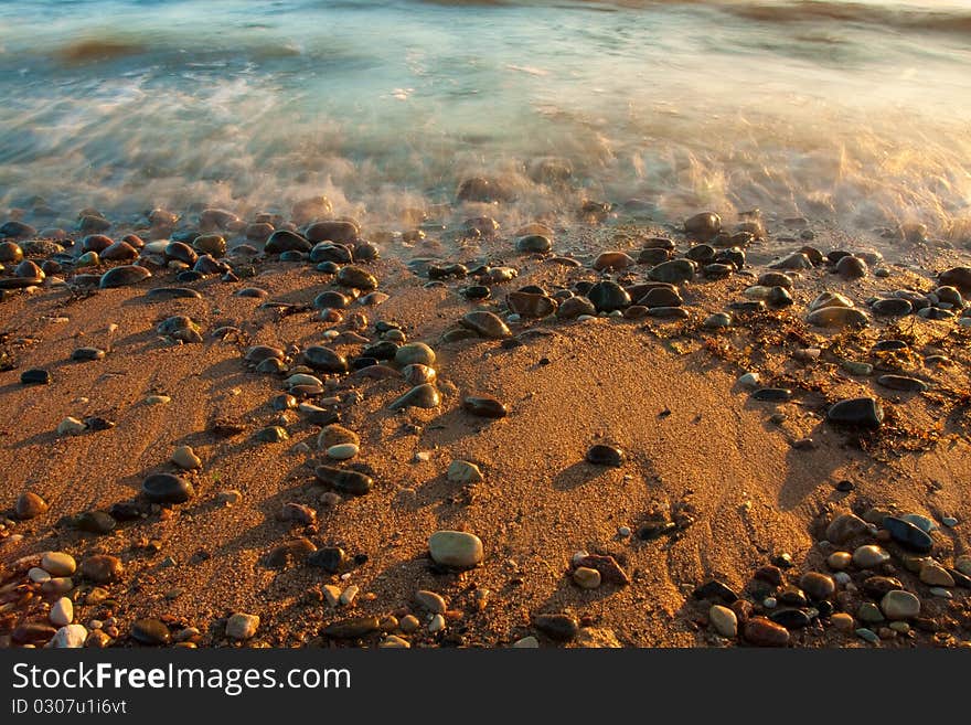 Sea with stones in nature