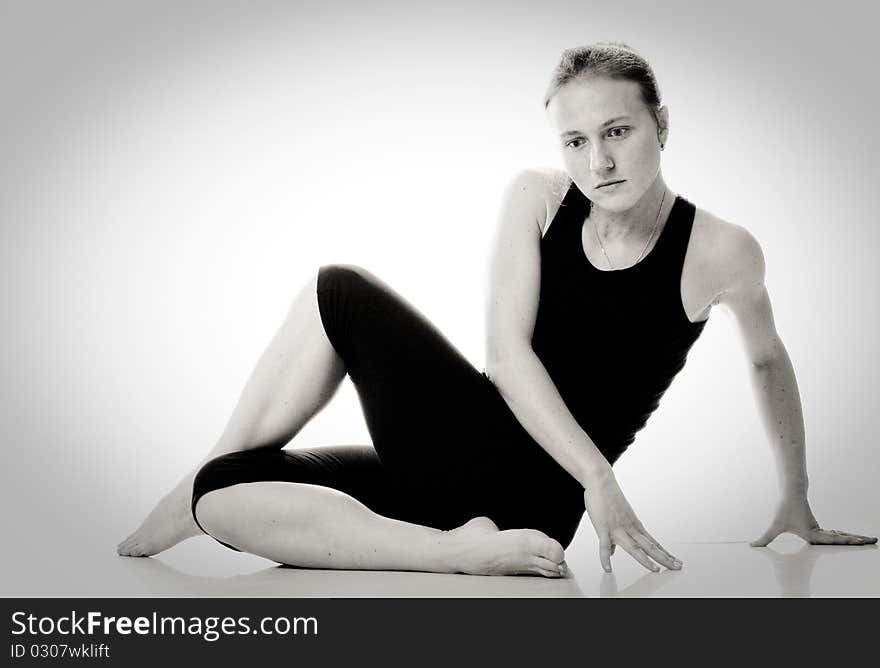 Gymnast girl. Black and white