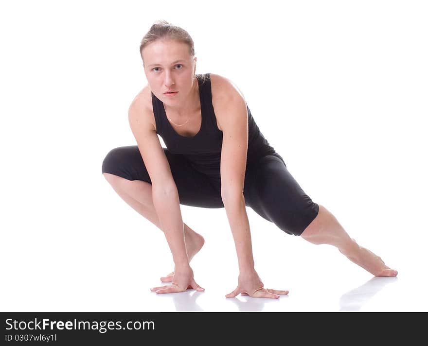 Gymnast girl on white background