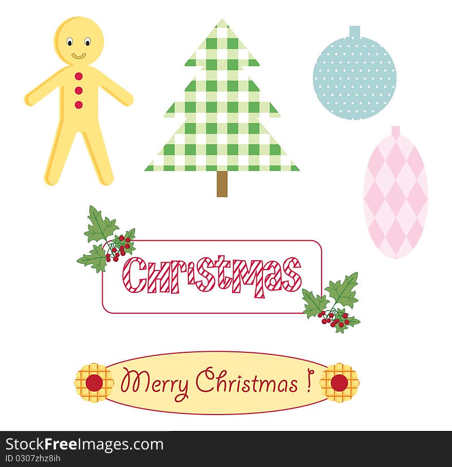 Christmas scrapbooking, isolated on white background