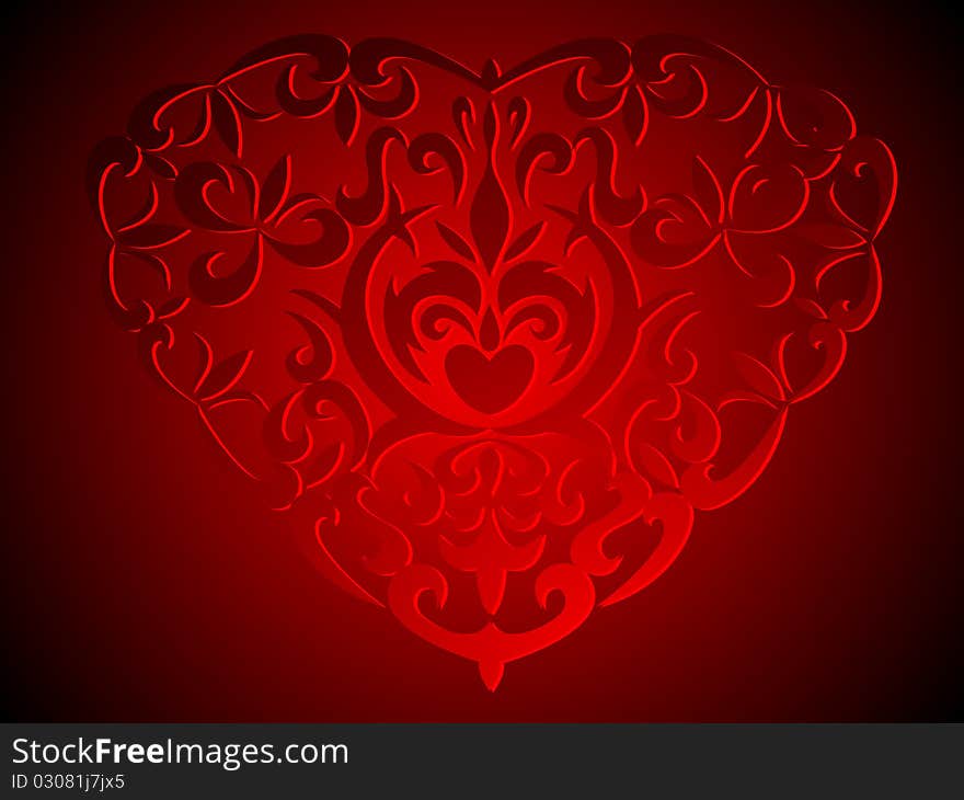 Heart with decoration floral elements on dark background. Heart with decoration floral elements on dark background