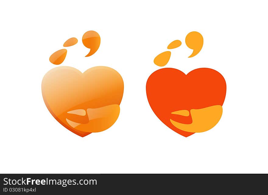 Scorpion zodiac icon in form heart, orange color. Scorpion zodiac icon in form heart, orange color