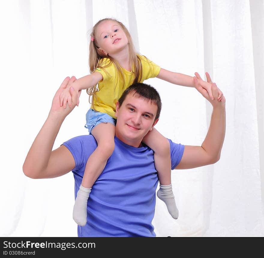 Young father has fun with his daughter