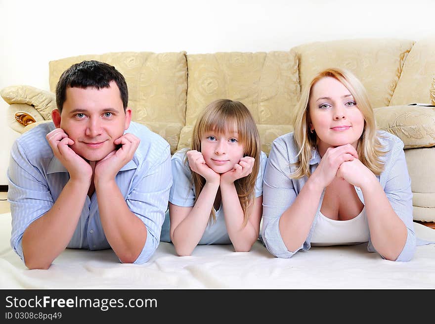 Young married couple and their daughter to spend time together in the interior