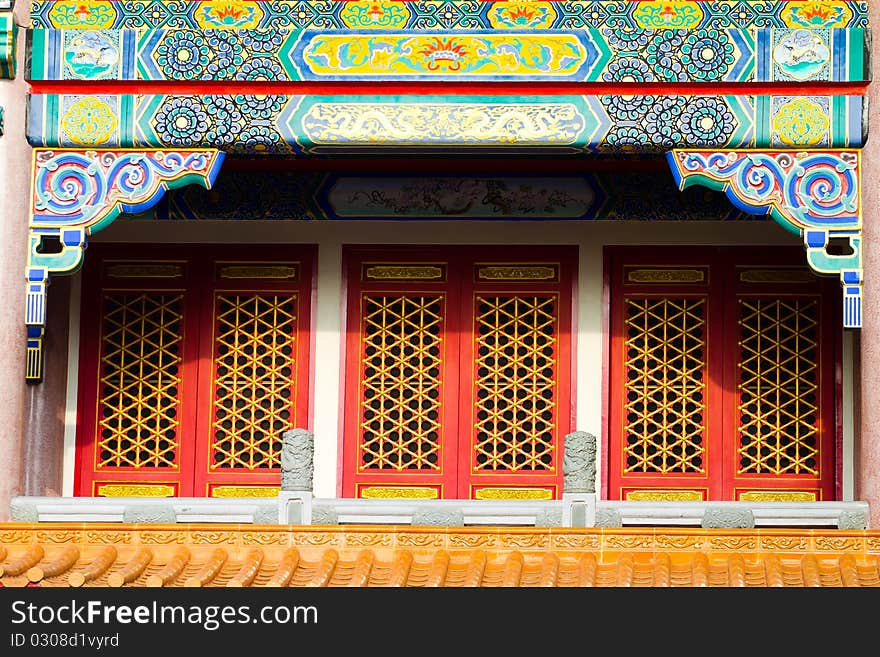 The decor is designed in a Chinese temple in Thailand