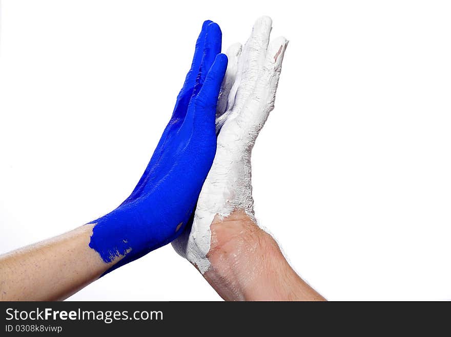 Blue And White Hand High Five