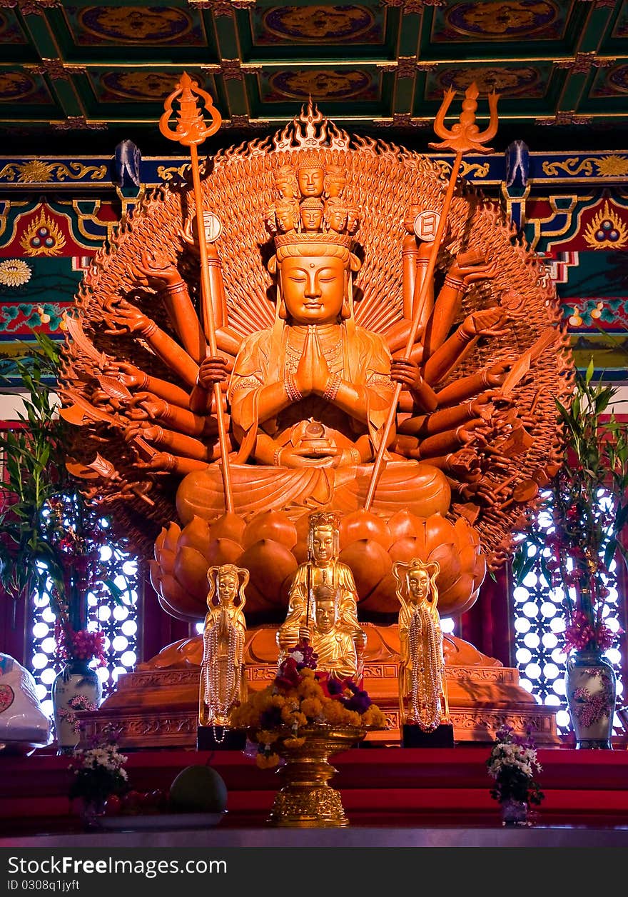 Thousand-Hand Bodhisattva. Thailand's Temple.