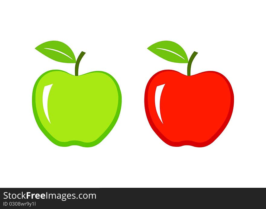 Two apples on a white background