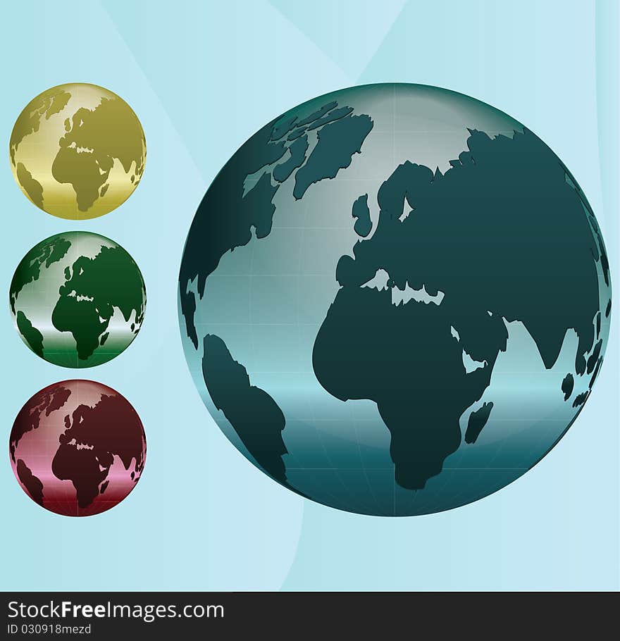 Illustration of the globe in different colors