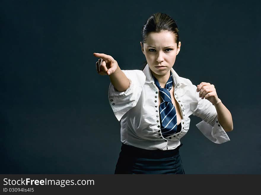 Woman with attitude makes a gesture with his hand