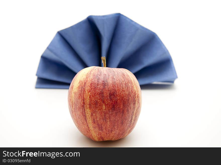 Napkin with red apple