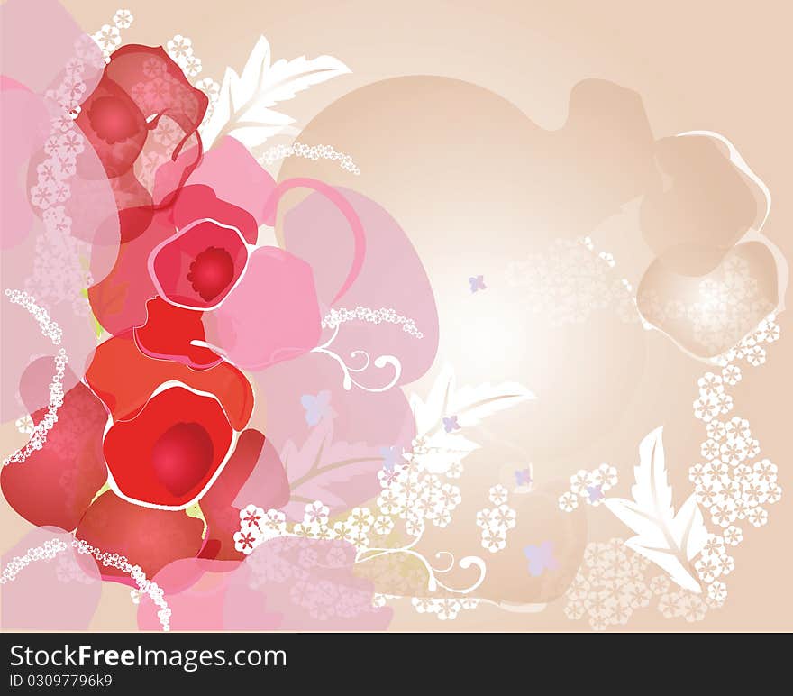 Floral background with transparent colors