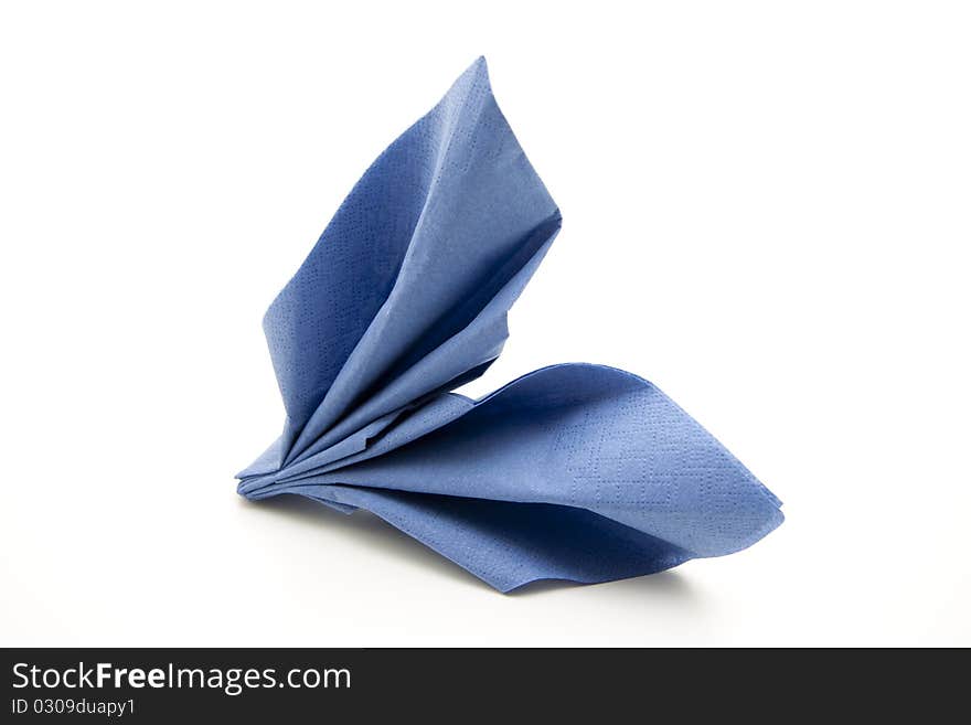 Folded blue napkin