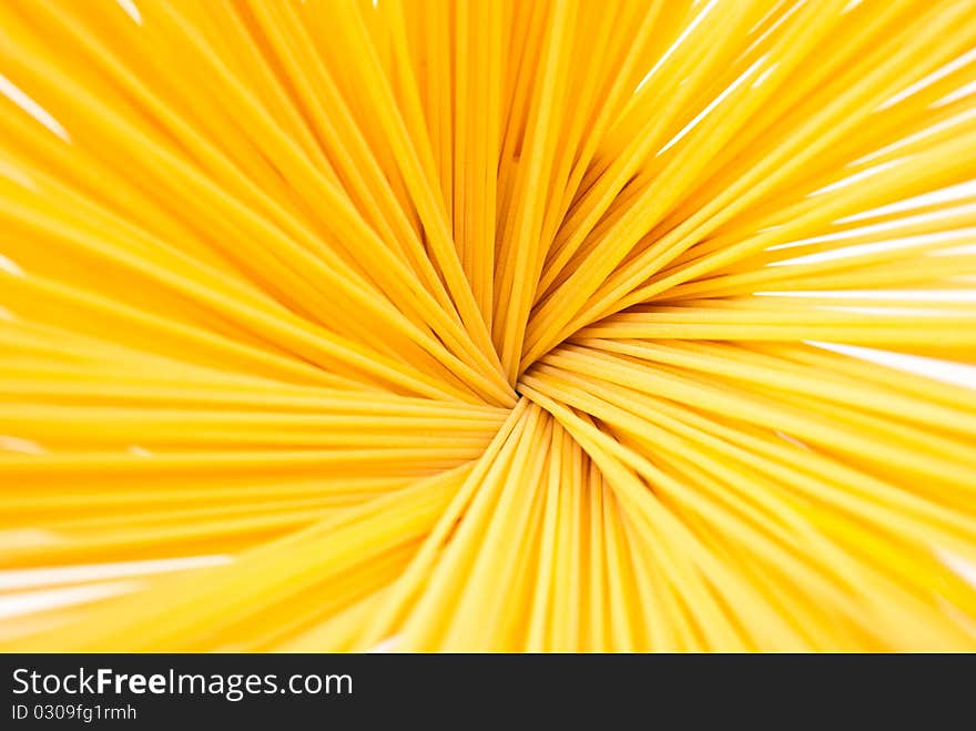 A bunch of spaghetti on white background