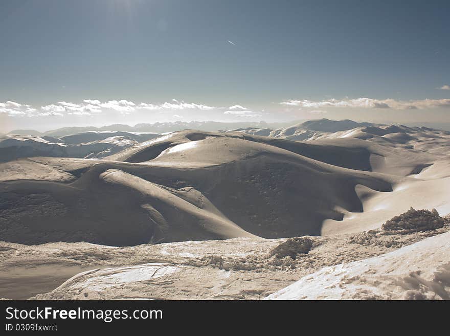 Winter landscape on Bjelasnica mountain in Bosnia