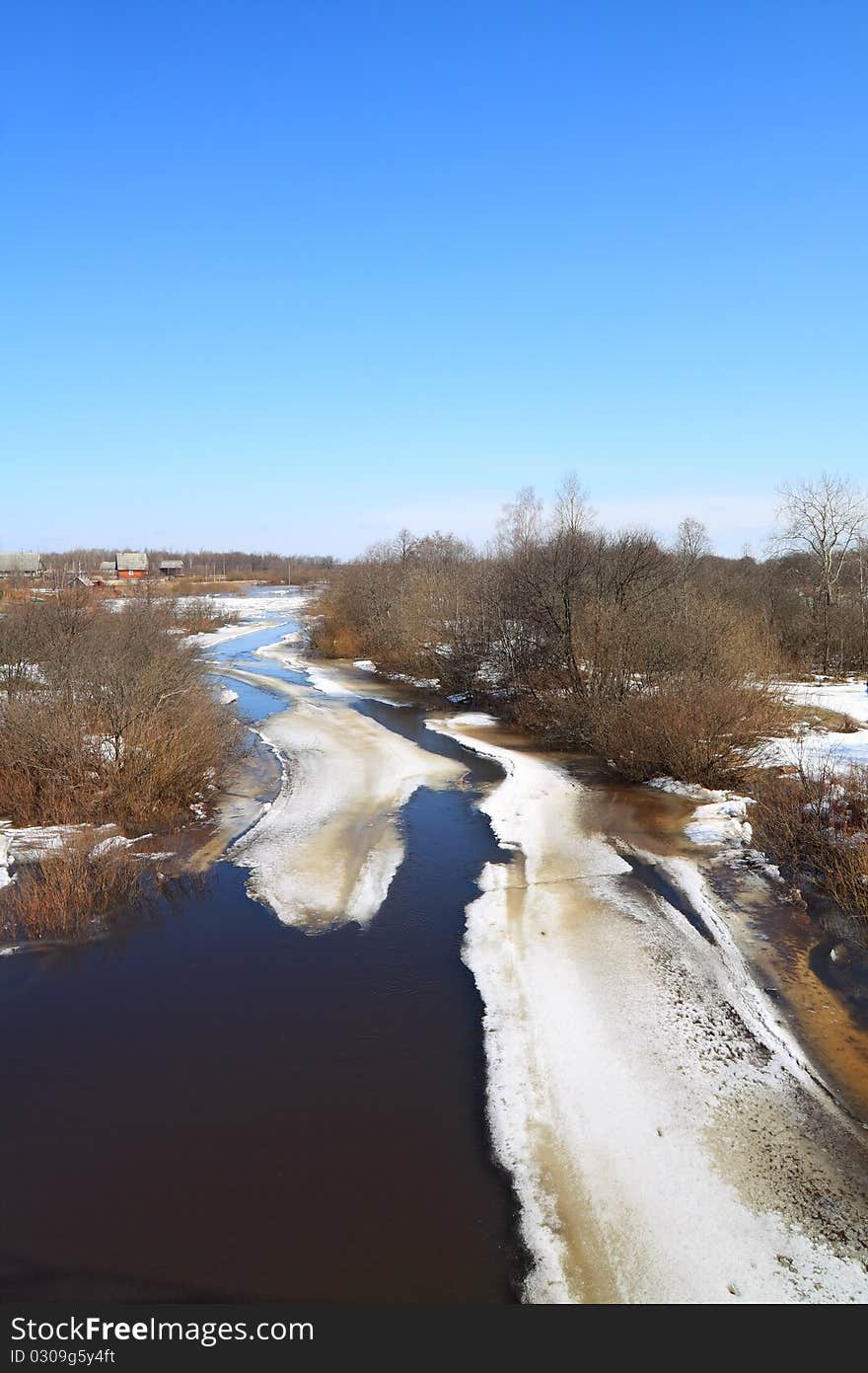 Spring ice on a small river. Spring ice on a small river