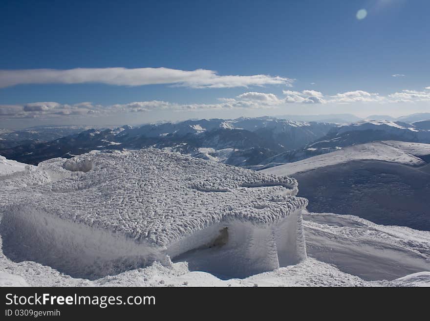 Winter landscape on Bjelasnica mountain in Bosnia