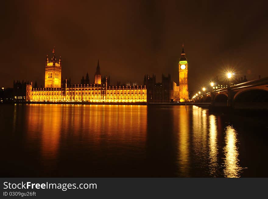 A Nightscape of the Houses of Parliament. A Nightscape of the Houses of Parliament