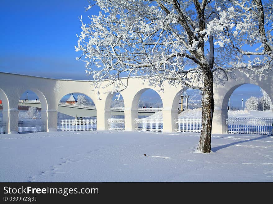 Aging wall on a snowy field