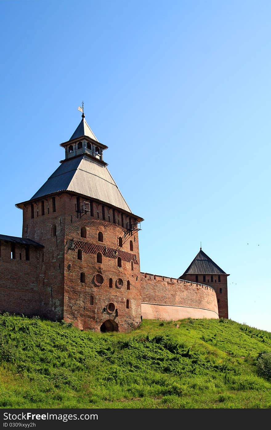 Aging brick fortress on the hill