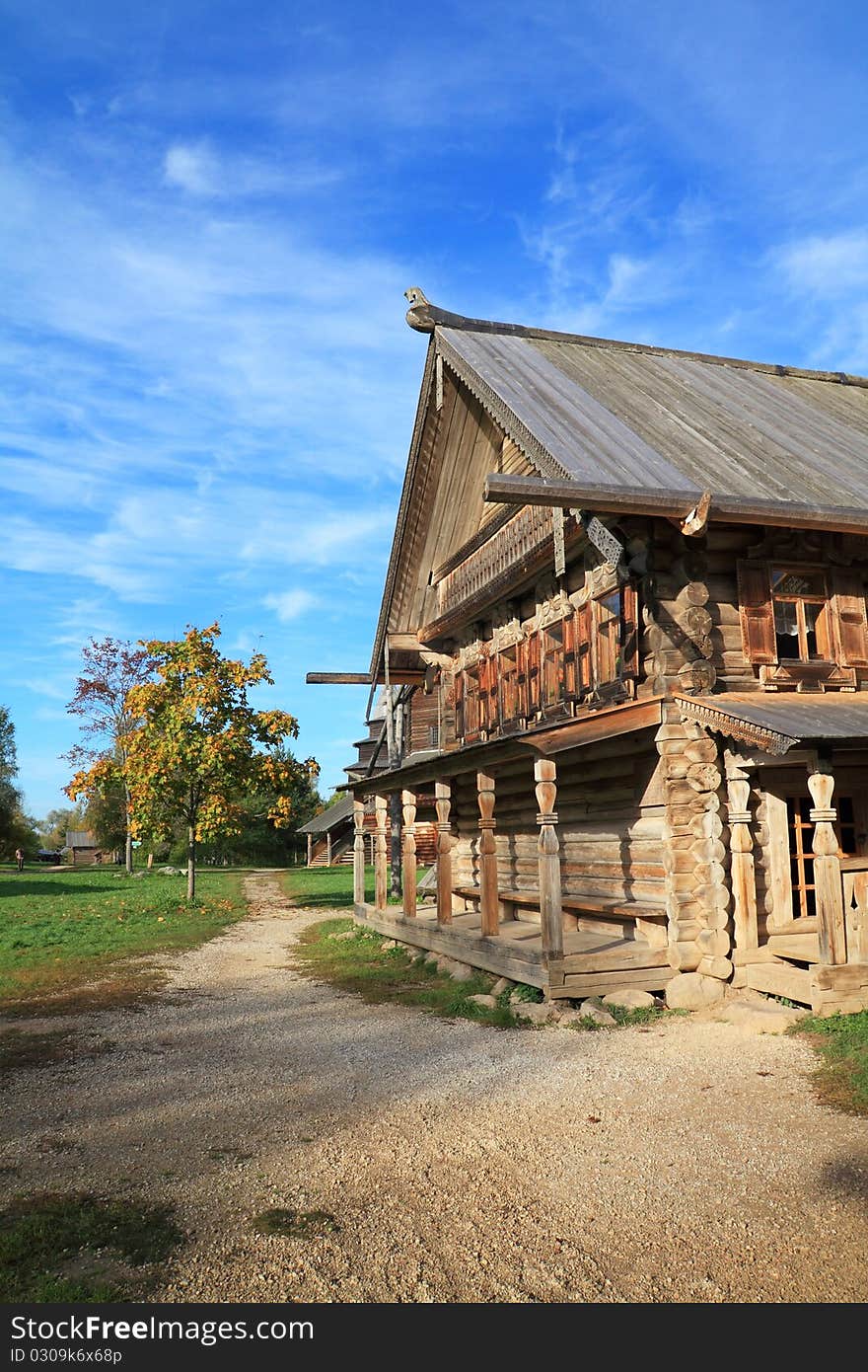 Old wooden house in village