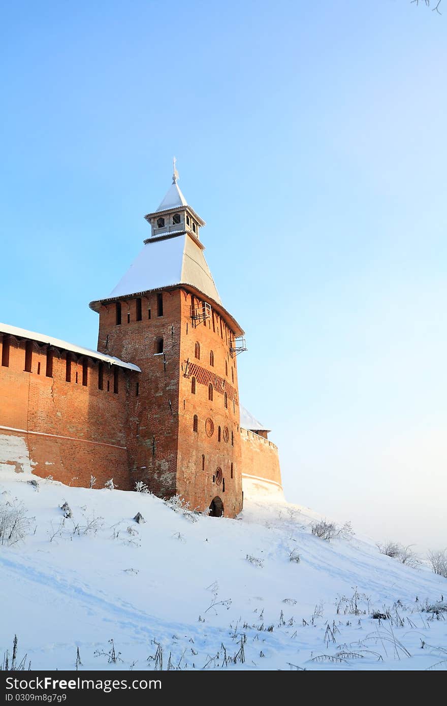 Ancient fortress on the snow hill