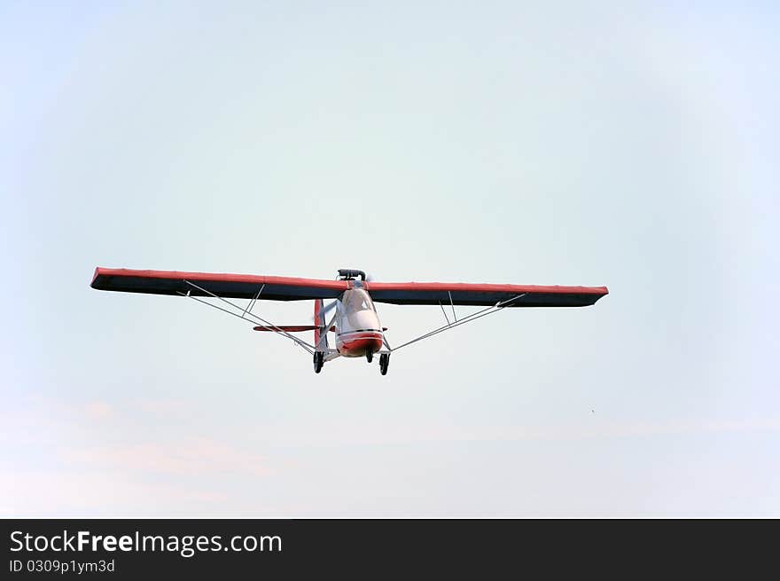 Small single seater plane after take off