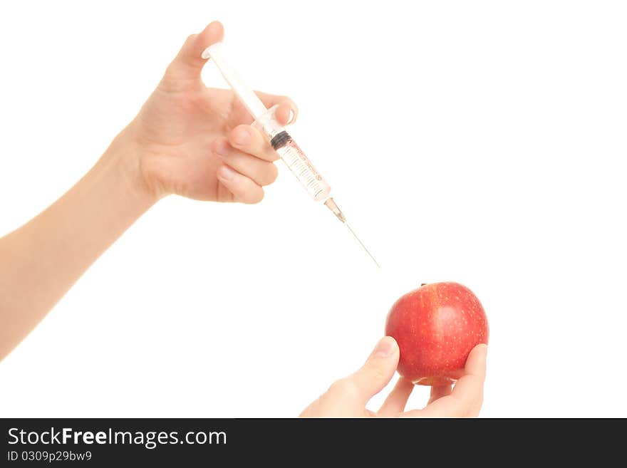 Doctor Injecting Poison To Apple