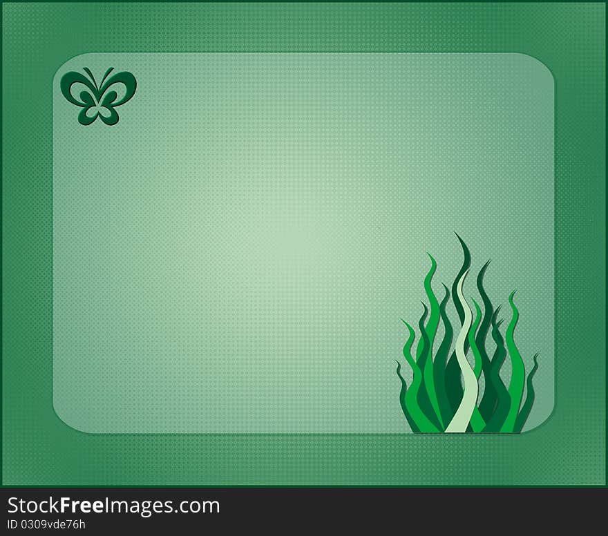 Green card with butterfly-Illustration