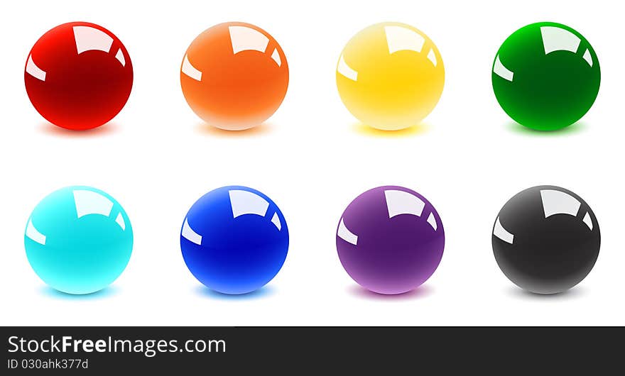 Set of 8 rainbow balls. Set of 8 rainbow balls