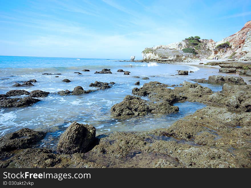 Rocks and sea waves