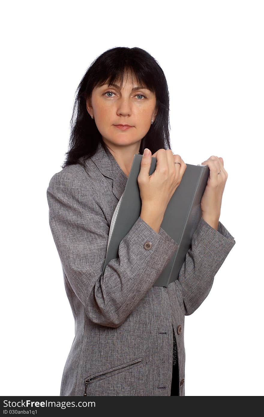 Business woman keeps file in hand