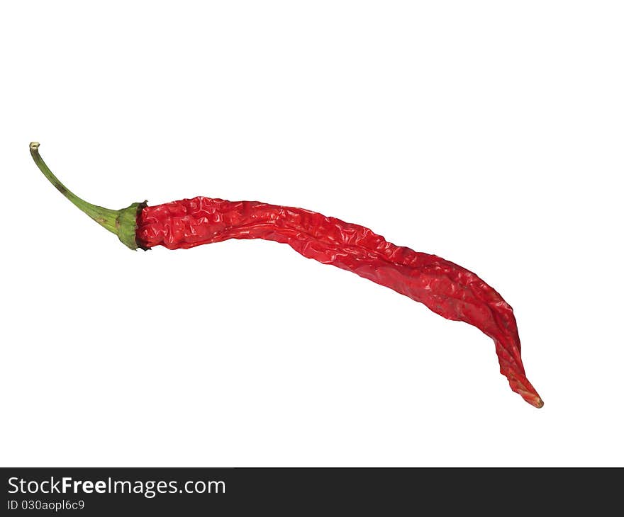 Pod of red pepper on a white background