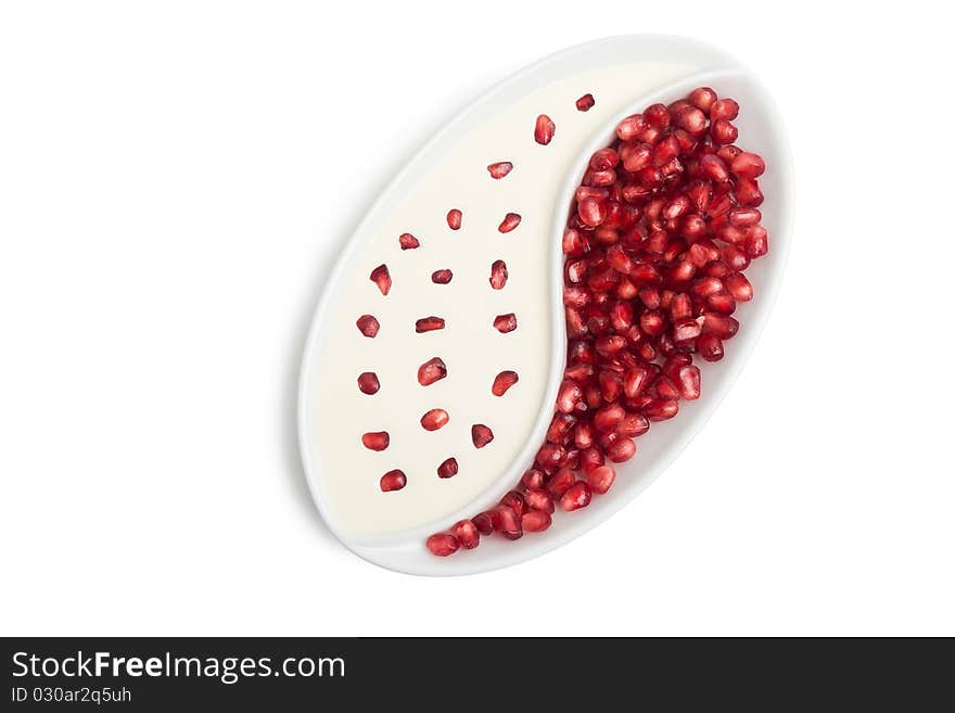 Plate With Peeled Ripe Seeds Pomegranate