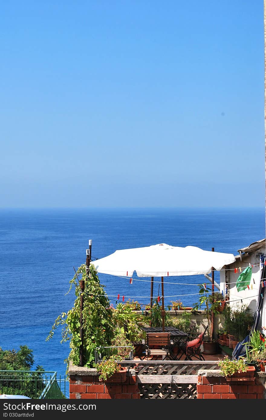 A detail of a terrace in Liguria, Italy. A detail of a terrace in Liguria, Italy.