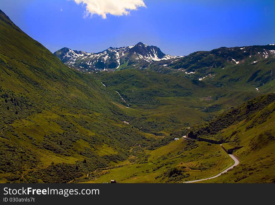 View of the scenery in the mountains of Switzerland. View of the scenery in the mountains of Switzerland