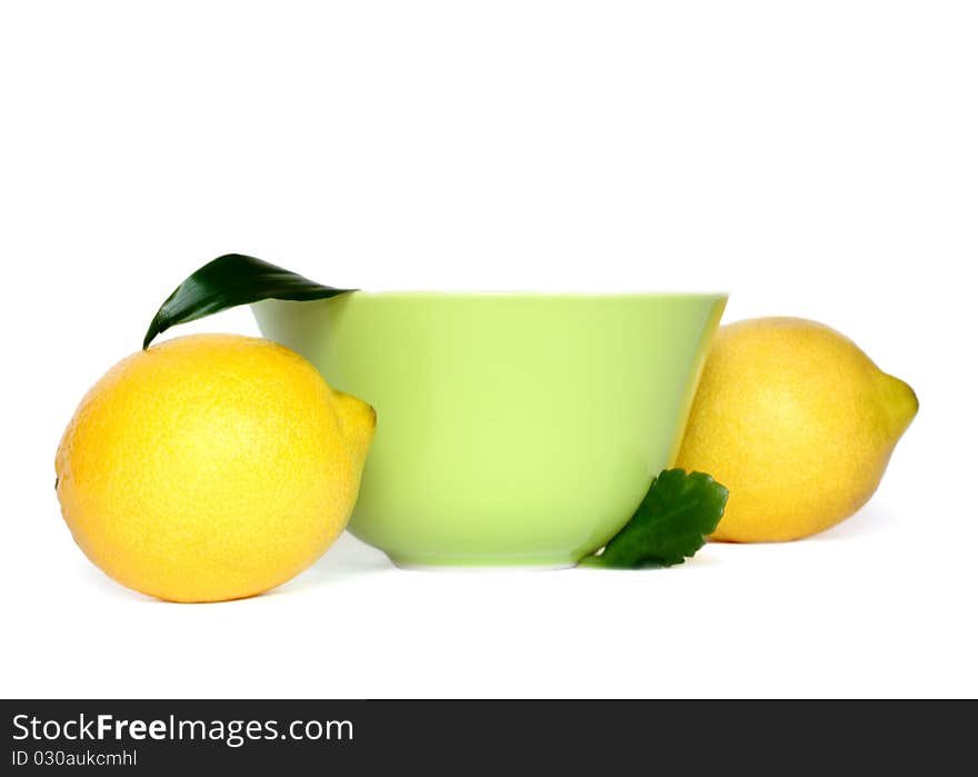 Juicy ripe lemons isolated on white background