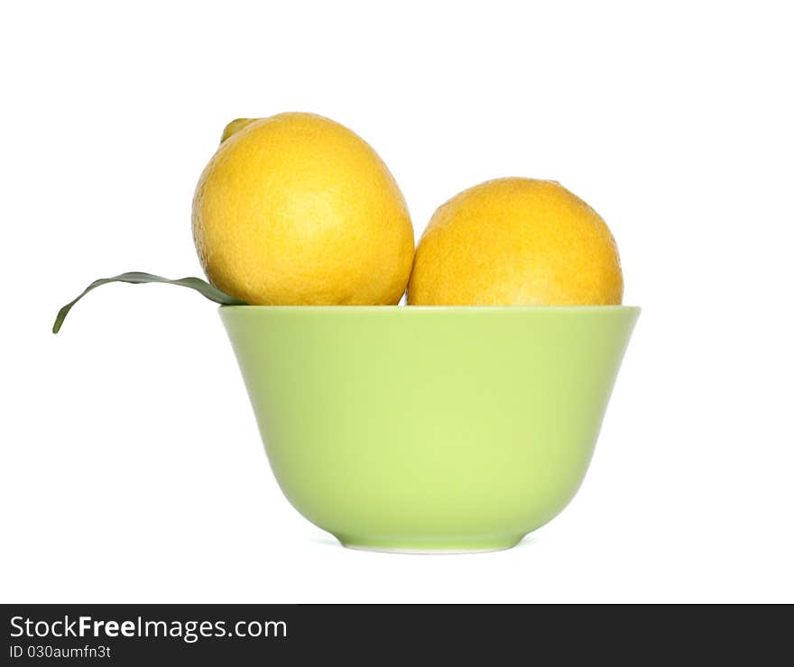 Juicy ripe lemons isolated on white background