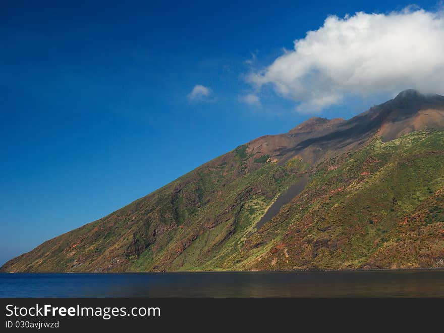 Cloud on the top of the mountain