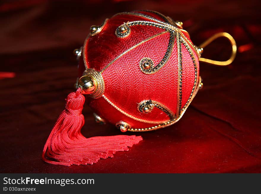 Red christmas balls - background close-up. luxurious. Red christmas balls - background close-up. luxurious