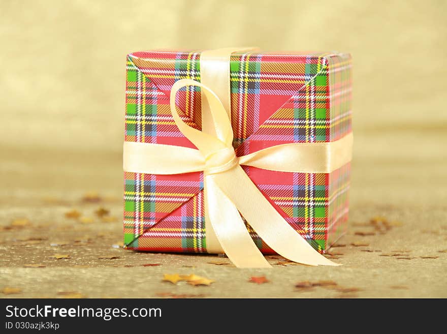 Christmas gift box with ribbon bow