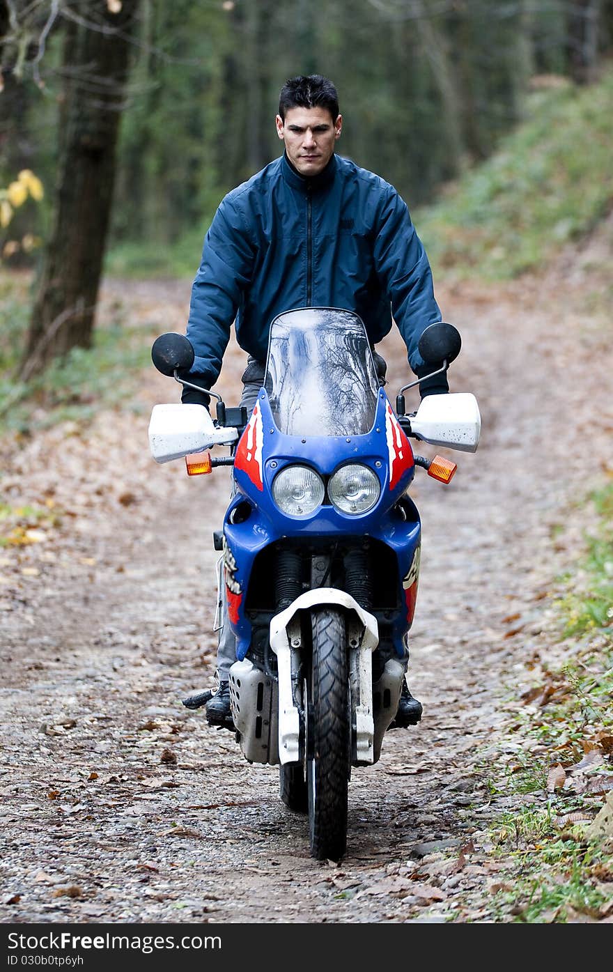 Motorcyclist while driving off-road. Motorcyclist while driving off-road