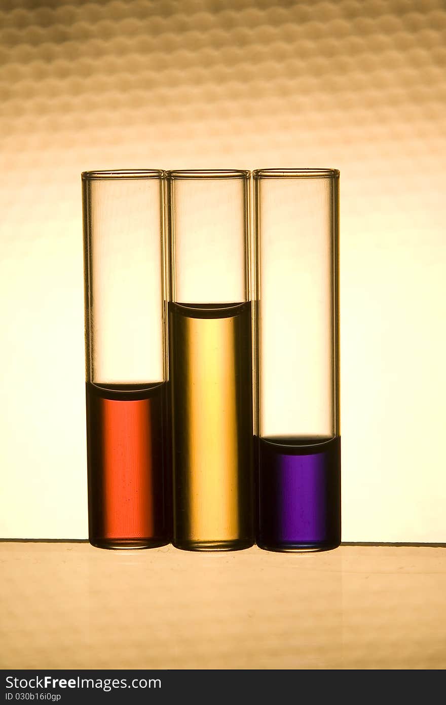 Vials with multicolor liquids