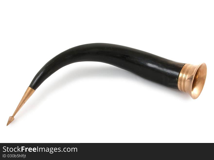 Drinking-horn is isolated on a white background