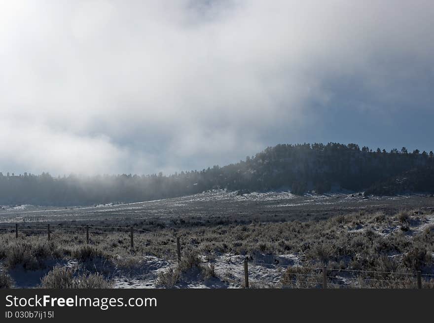 Foggy Mountain And Field